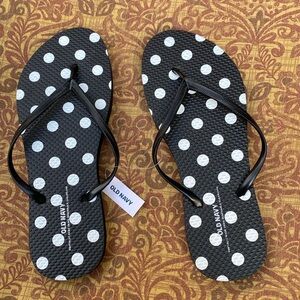 Old Navy White Polka Dots on Black Background